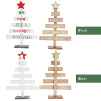 Niceauty Christmas Tree Ornament, White Wooden Desktop Adornment, 2Pcs