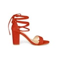 thumbnail image 3 of BLISSFUL STEP Women's Sandals Solid Summer Block Heels Lace up Sandals Orange 8, 3 of 7
