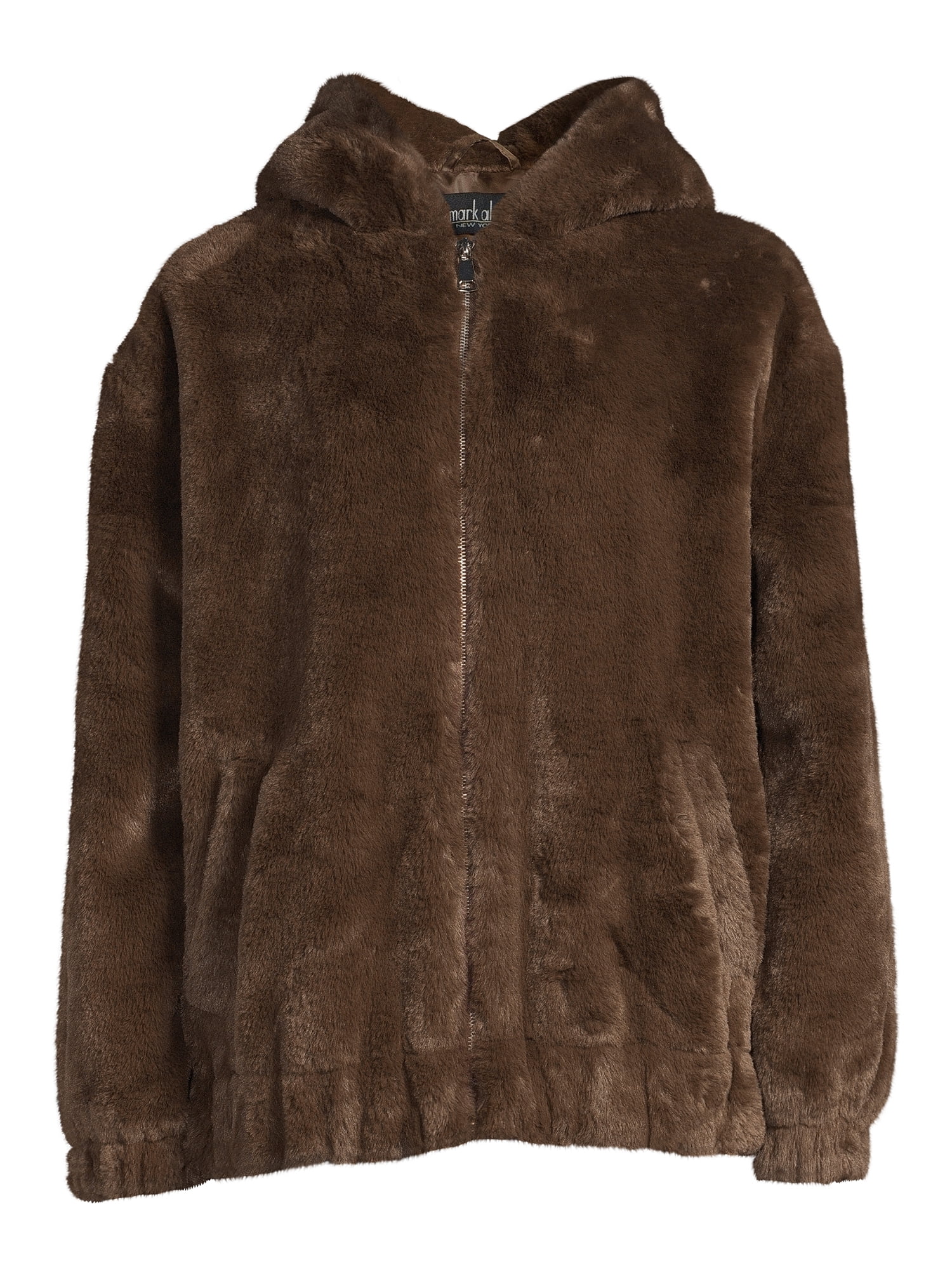 Mark Alan Women's and Women's Plus Size Faux Fur Hooded Zip-up Jacket