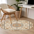 thumbnail image 4 of Round Rugs 4Ft, Boho Orange Round Area Rug Washable Indoor Throw Carpet, Southwestern Ethnic Geometric Vintage Soft Non Slip Circle Rug for Kitchen Nursery Room Home Decor Aesthetic, 4 of 8