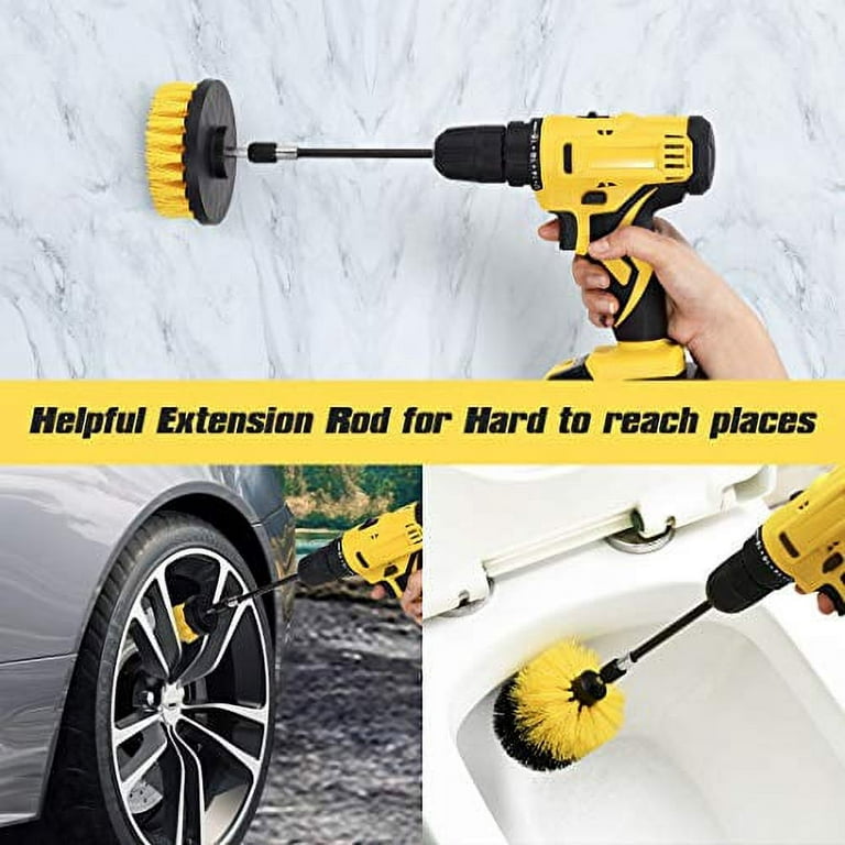 Drill Brush Attachment Set, Power Scrubber Brush + Extend Long