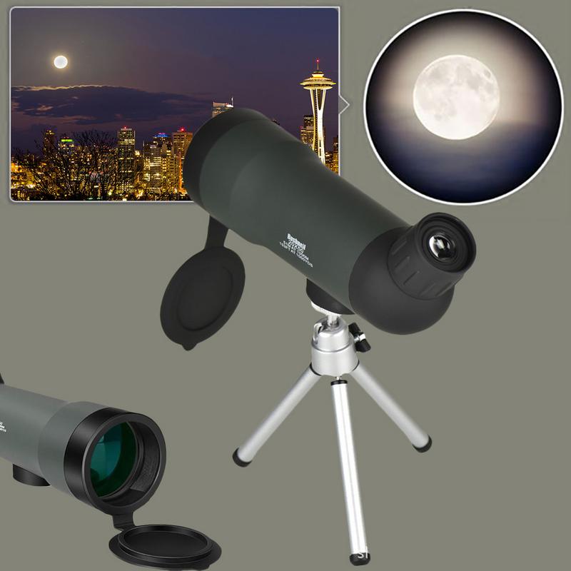 10-20x50 Zoom Monocular Telescope Compact with Smartphone Holder and Tripod