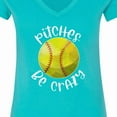 thumbnail image 4 of Inktastic Pitches Be Crazy Softball Humor Women's V-Neck T-Shirt, 4 of 5