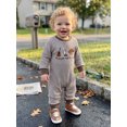 thumbnail image 6 of Cenuakty Baby Boy Fall Romper Waffle Stripe Print Embroidery Long Sleeve Jumpsuits, 6 of 9