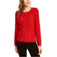 thumbnail image 2 of Maison Jules suéter de cable con tachuelas de perlas para mujer, rojo, grande maison Jules Pull-over, 2 of 2