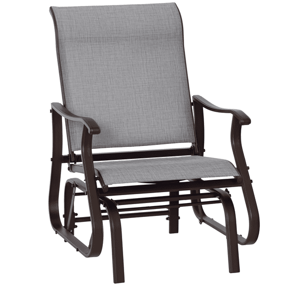 Outdoor Glider Chair, Gliders for Outside Patio with Steel Frame and Mesh Fabric for Backyard, Garden, and Porch, Gray