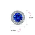 thumbnail image 4 of Bling Jewelry Womens Round Solitaire Halo Blue CZ Stud Earrings.925 Sterling Silver 8MM, 4 of 6