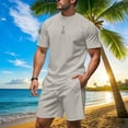 thumbnail image 2 of Mens Summer 2 Piece Outfits Crew Neck Short Sleeve Shirts Short Pants Man Leisure Solid Color Casual Outdoor Sport 2PCS Sets Men's Clothing Sets, 2 of 10
