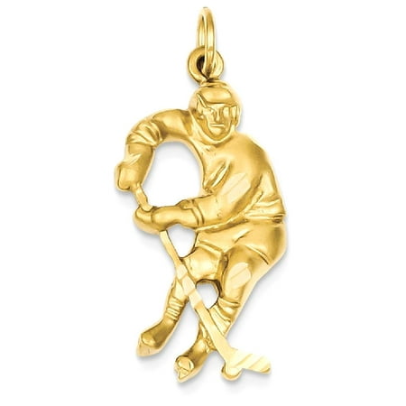 Player Charm 14kt Gold Jewelry - ICE CARATS 14kt Yellow Gold Hockey Player Pendant Charm Necklace Sport Fine Jewelry Ideal Gifts For Women Gift Set From Heart