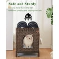 thumbnail image 3 of Cat Litter Box Enclosure Hidden Litter Box Furniture with Metal Heightened Feet, Rattan Handwoven Cat House with Litter Mat, Hidden Litter Box Furniture for Bedroom Living Room Natural, 3 of 16