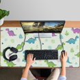 thumbnail image 4 of Long Mouse Pads for Desk,LightGreen Cartoon Dinosaurs Leaves Triangles Desk Mats on Top Of Desks, Desk Mouse Pad Extra Large with 3mm Non-Slip Base and Stitched Edge for Gaming,Work,Home 47.3"x23.6", 4 of 5