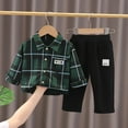 thumbnail image 2 of Utlike Boys Clothing Sets Autumn Baby Plaid Shirt Long Sleeve Trousers Two Piece Set Toddler Boy Fall Outfits Size 3 Years-4 Years, 2 of 6
