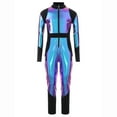 thumbnail image 2 of iiniim Girls Alien Robot Dance Outfit Metallic Long Sleeve Zip Neck Jumpsuit Blue 8, 2 of 7