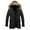 Black, variant on Men's Winter Hooded Mid Length Coat Jacket Stand Up Collar With Pockets Thickened Warm Coat