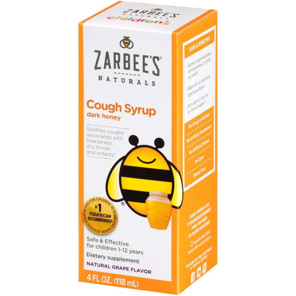 Zarbee's Naturals Children's Cough Syrup with Dark Honey, Natural Grape