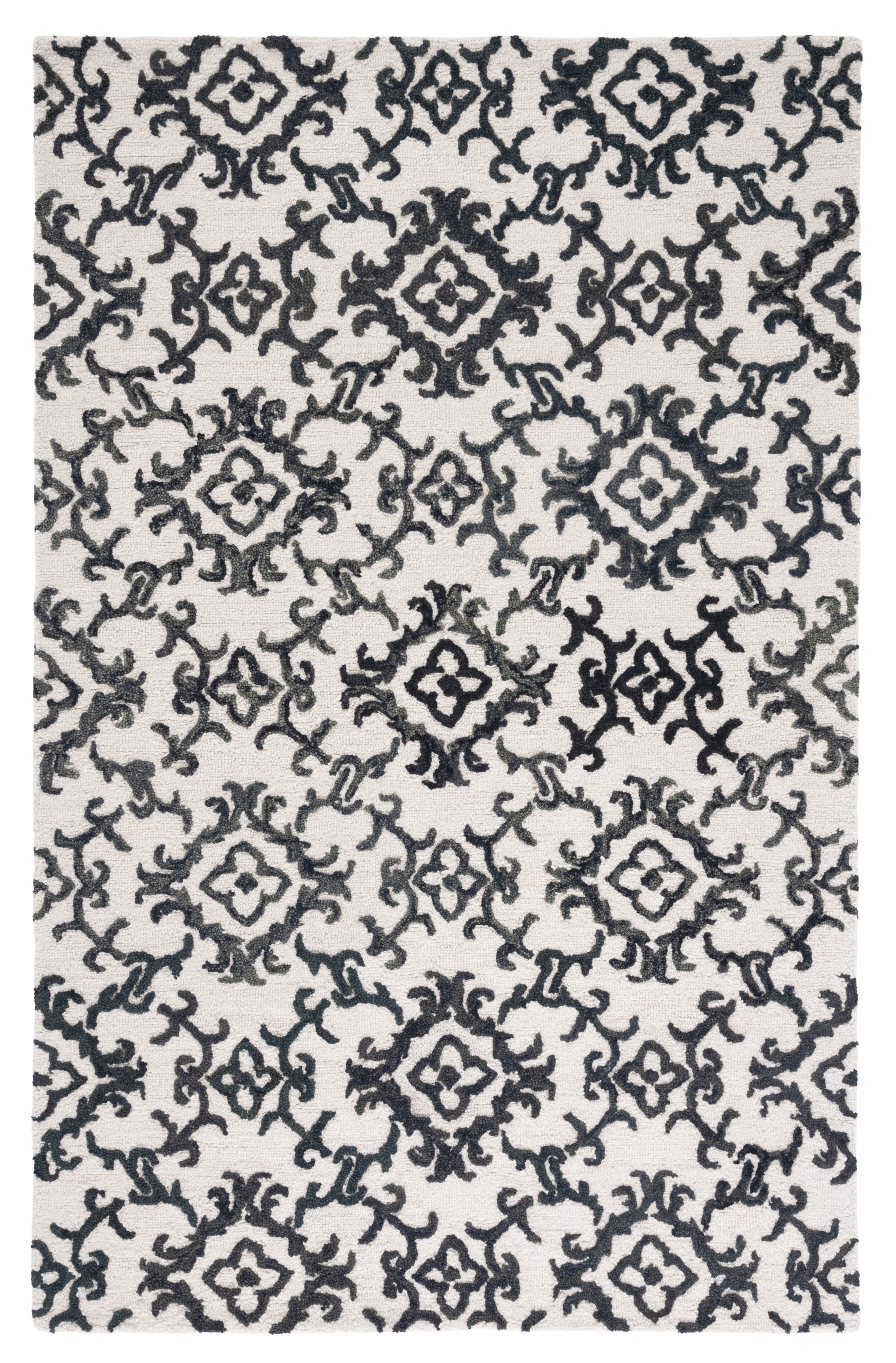 SAFAVIEH Blossom Cletus Geometric Wool Area Rug, Ivory/Black, 6' x 9'