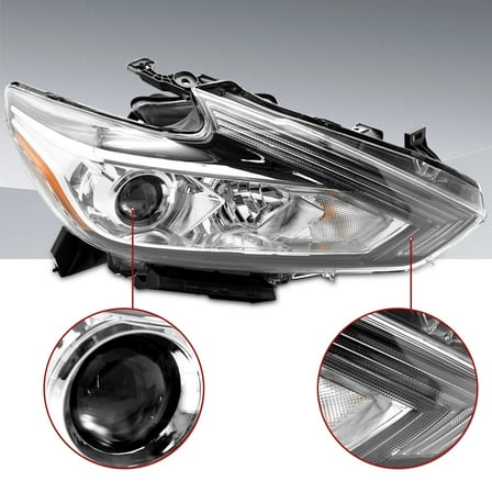 HOUGEET Halogen Passenger Headlight with Bulbs Compatible with Nissan Altima 2016-2018 Right Side Assembly