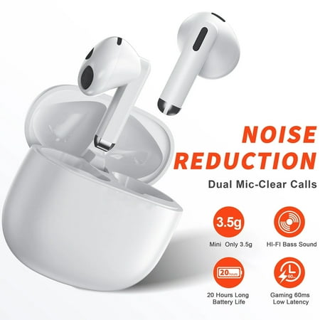 Wireless Earbuds In-Ear Earphones with Bluetooth 5.3, IPX7 Built-in Mic, Deep Bass Stereo for iPhone & Android