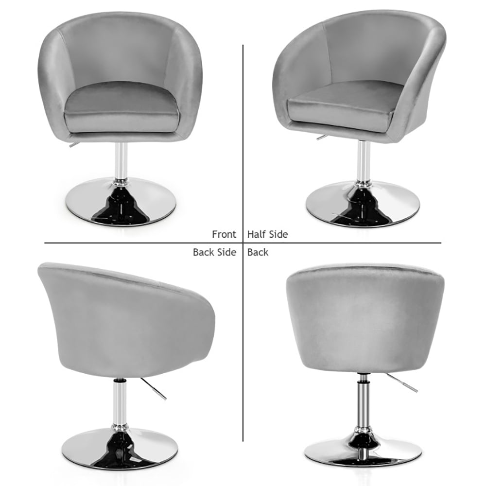 Finihen Modern Vanity Chair, 360 Degree Swivel Makeup Stool Accent Chair with Round Back and Metal Base, Makeup Chair for Living Room Bedroom Lounge Pub, Gray Finihen Modern Vanity Chair, 360 Degree Swivel Makeup Stool Accent Chair with Round Back and Metal Base, Makeup Chair for Living Room Bedroom Lounge Pub, Gray