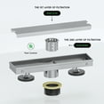 thumbnail image 2 of 12 inch Linear Shower Drain with Removable Square Hole Panel by Using Brushed 304 Stainless Steel Process, Linear Drain Equipped with Adjustable Feet and Hair Strainer, 2 of 9