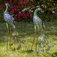 thumbnail image 2 of Set of 2 35" Tall Standing Colorful Iron Peacocks, 2 of 8