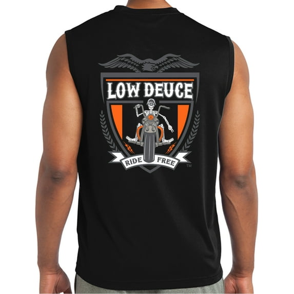 Low Deuce Motorcycle Shirts for Men Sleeveless Biker Shirt Soft and Lightweight Mens Biker T Shirts, Motorcycle Shirt Black (S)