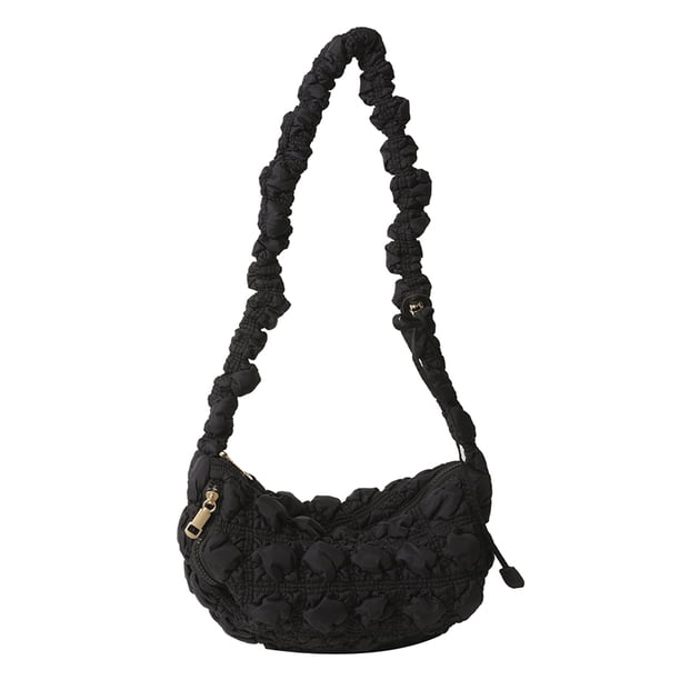 Bolso Bandolera para Mujer Bolso Bandolera Plisado en La Nube Bolso Acolchado Acolchado (Negro)