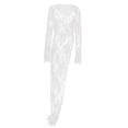 thumbnail image 1 of Vestido informal largo de encaje para mujer con dobladillo asimétrico y cuello redondo, ideal para el verano, 1 of 3