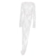 thumbnail image 1 of Vestido informal largo de encaje para mujer con dobladillo asimétrico y cuello redondo, ideal para el verano, 1 of 3