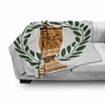 thumbnail image 3 of Retro Soft Flannel Fleece Throw Blanket, Old Antique Greek Vase with Olive Branch Motif and Laurel Wreath, Cozy Plush for Indoor and Outdoor Use, 50" x 60", Hunter Green Orange, by Ambesonne, 3 of 6