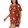 thumbnail image 2 of Kdxio Golden Squirrels Holiday Print Pajamas Sets for Women Short-Sleeved Pjs with Lounge Shorts Two Piece Sleepwear S-4XL, 2 of 5