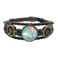 thumbnail image 1 of Globo de aire caliente sol de nubes Pulsera marina tejida en cuero, 1 of 4