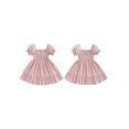 thumbnail image 2 of LMLYSoH Toddler Girls Summer Casual Dress Short Puff Sleeve A-line Plaid Dress for Party, Travel, 2 of 9