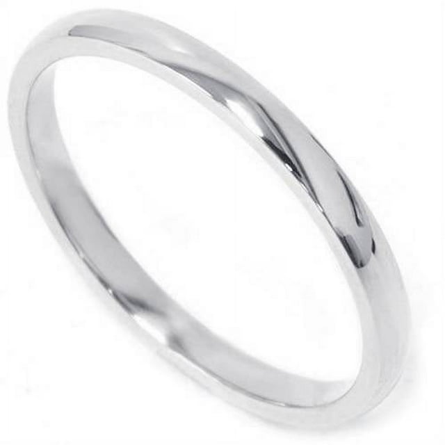 Alliance de Mariage Simple Polie en Or Blanc 14 K de 2 mm