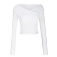 thumbnail image 2 of UYISJ Women Off The Shoulder Tops Going Out Long Sleeve Shirts Cute Y2K Basic Tee Clothes Fall Fashion Solid Color Shirt M, 2 of 5