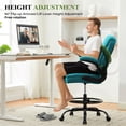 thumbnail image 7 of T HYSpacerX Tall Drafting Office Chair, Ergonomic Faux Leather High Computer Chair with Adjustable Height & Flip-Up Armrest, Heavy Duty Counter Height Stool for Sit Stand Desk, Blue, 7 of 7