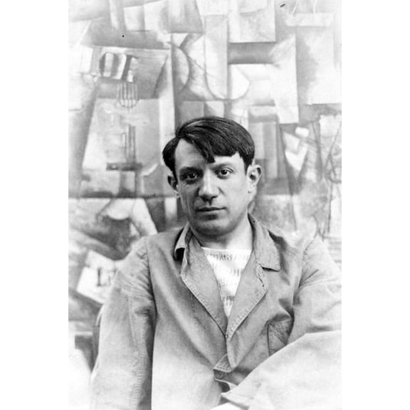 24x36 gallery poster, Picasso in front of his painting The Aficionado 1912