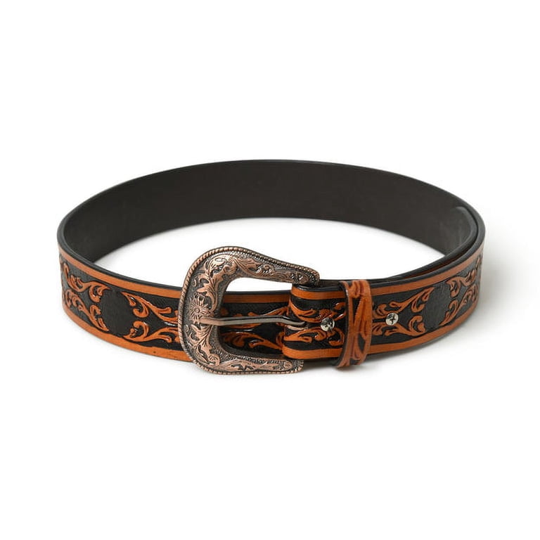 GENUINE LEATHER Vintage-Look Belt in black and tan Genuine vintage SHINOLA Detroit reversible black tan leather  main image 4