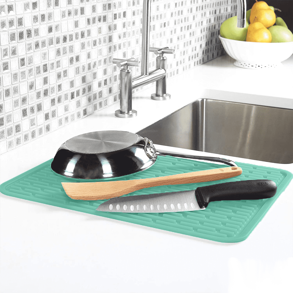 Silicone Drying Mat Dish Drainer Mat for Kitchen Counter Non Slip Silicone Sink Mat BPA Free Dish Washer Safe Walmart