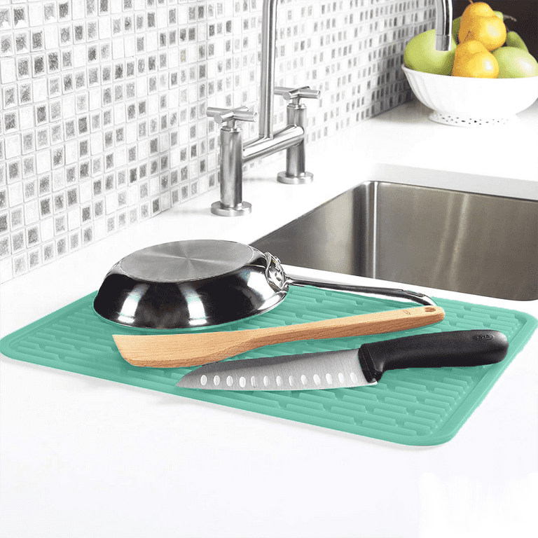 Silicone Drying Mat,Dish Drainer Mat for Kitchen Counter, Non-Slip Silicone  Sink Mat, BPA Free, Dish Washer Safe 