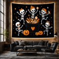 thumbnail image 6 of Dancing Skeleton Children Around Candy Cauldron, Playful Retro Style for Skeleton Decor Fans, Spooky Wall Decor Halloween Gift, Tapestry Wall Hanging for Bedroom and Playroom, 6 of 7