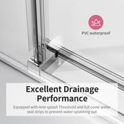 BARONAGE Frameless Single Sliding Soft-Close Shower Door(Countbuffer) 56-60 in. x 76 in , 3/8 (10mm) Clear Tempered Glass, Reversible Installation Easy Glide Rollers Sliding Shower Door Chrome
