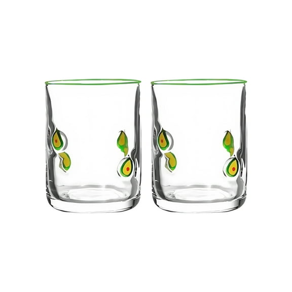 Lemon Themed Glass juices Cups Set Of 2 Shatters Resistant 14oz Capacity Functional For Entertaining Dining Decors