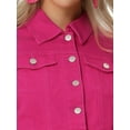 thumbnail image 7 of Allegra K Women's Classic Long Sleeves Single Breasted Cropped Denim Jacket, 7 of 7