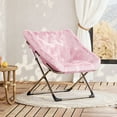 thumbnail image 6 of X-Large Saucer Chair, Comfy Oversized Folding Chair, Faux-Fur Reading Chair for Teens, Adults, Foldable Accent Lazy Chair, Metal Frame Lounge Chair for Living Room, Bedroom, Dorm, Pink, 6 of 12