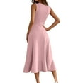 thumbnail image 4 of UoCefik Women's Cocktail Dresses 2025, Formal Wedding Guest Ruffle Prom Party Evening Dress V-Neck Vintage Dress Pink XL, 4 of 4