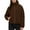 Brown, variant on Women's Trendy Zipper Fuzzy Stand Up Collar Thicken Fleece Liner Comfy Solid Colored Long Sleeve Casual Loose Warm Fitting Jacket Coat