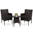 thumbnail image 2 of Costway 3 Piece Patio Furniture Set, Hand-Woven PE Wicker Conversation Set with Armchairs Mix Brown&Black, 2 of 10