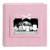 Pioneer Photo Albums Gingham Fabric Frame Cover Photo Album 200 Pockets Hold 4x6 Photos, Pink