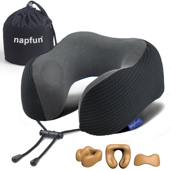 Almohada cervical de viaje napfun de espuma viscoelástica, negra